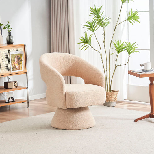 Round Barrel Accent Chair Armchair With Smooth Swivel Base