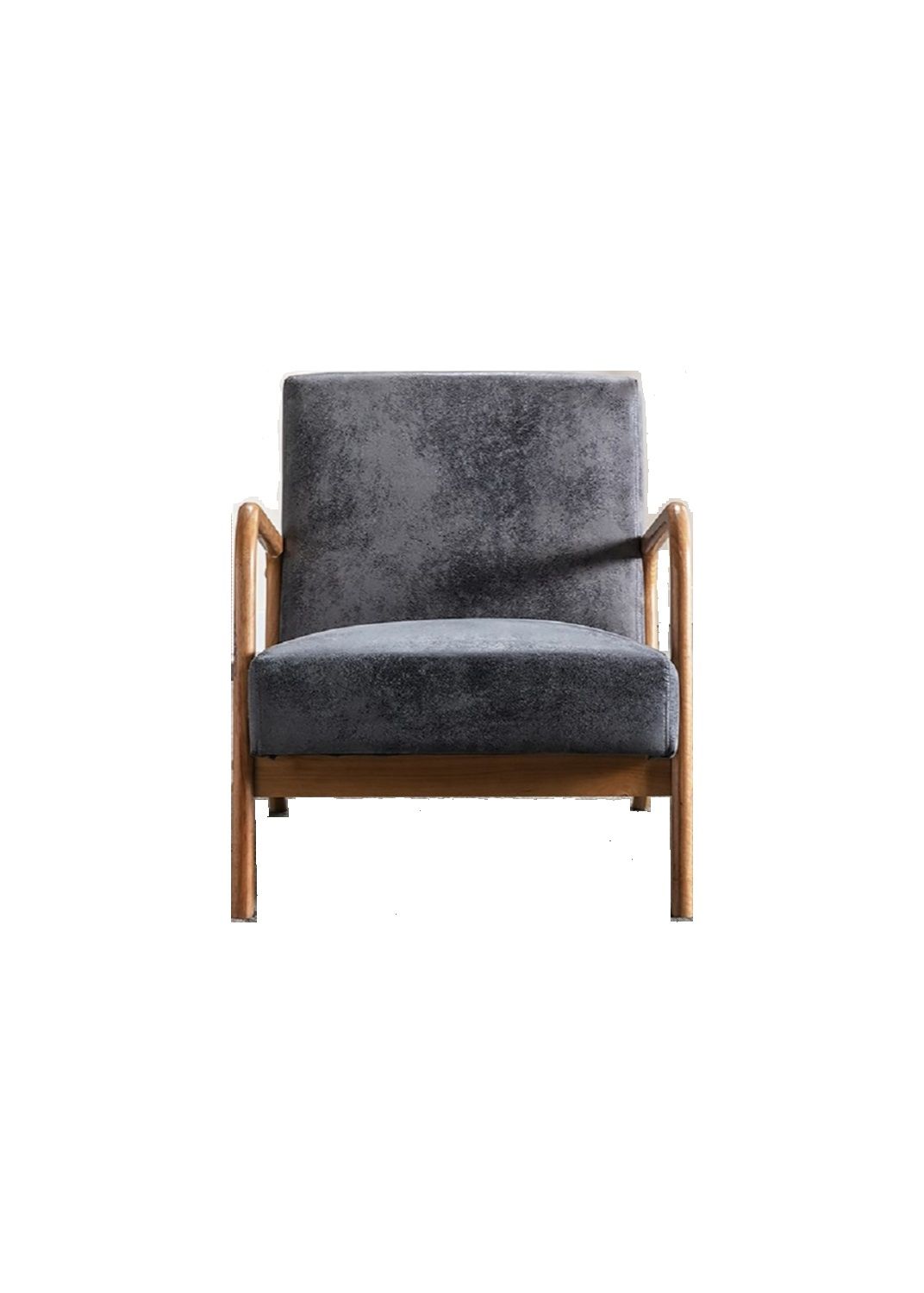 Classic Mid-Century Modern Accent Chairs, Open Framed Armchair With Cushioning, - Light Gray