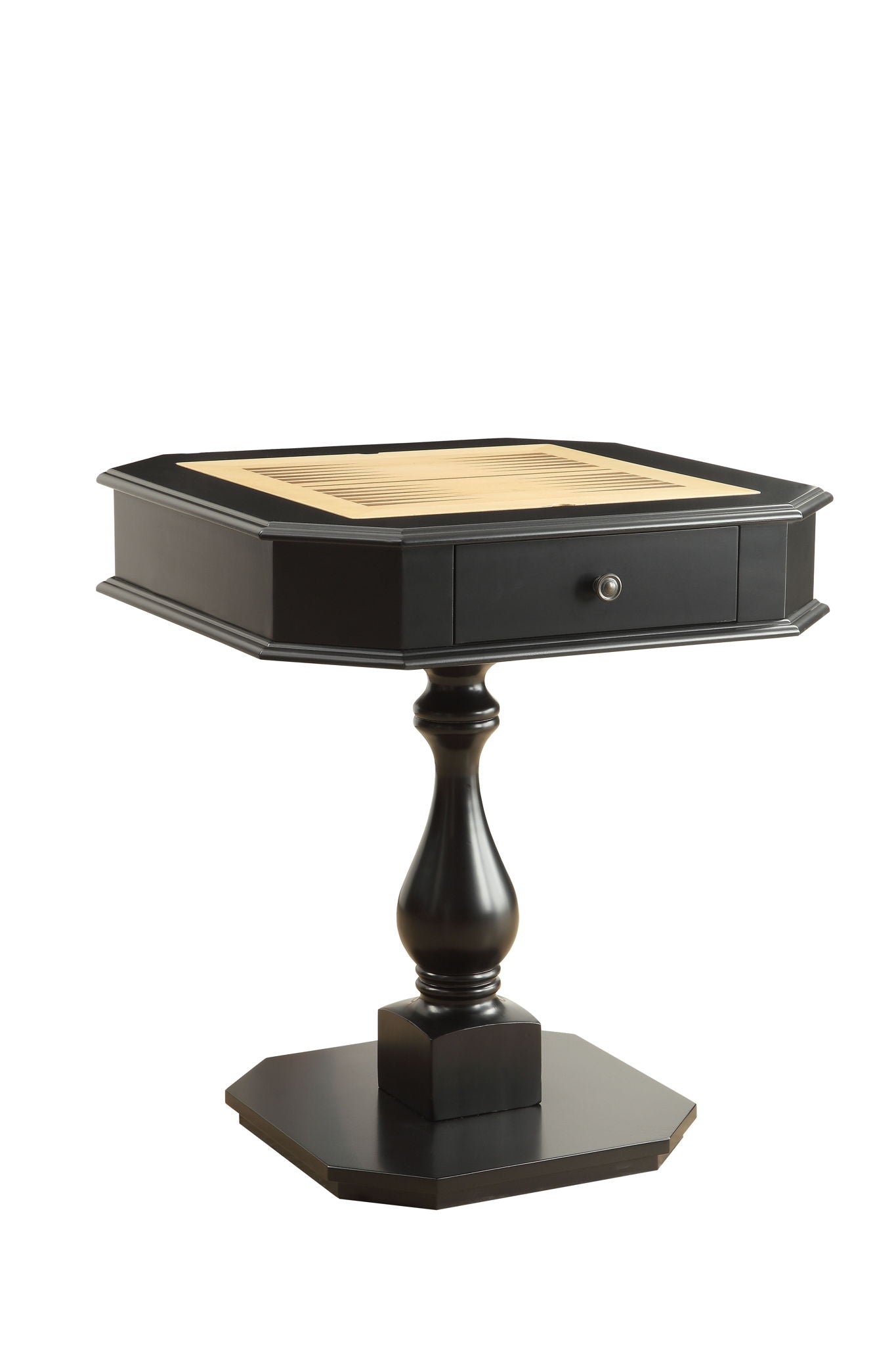Bishop - Reversible Chess Checker Game Table With Game Tray (Chess Fingures Not Included) - Black