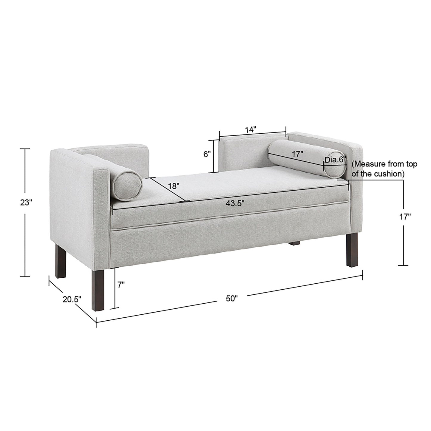 Upholstered Accent Bench With Open Back - Gray