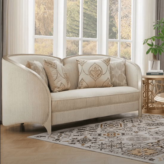 HD-7005 - Loveseat - Beige / Gold