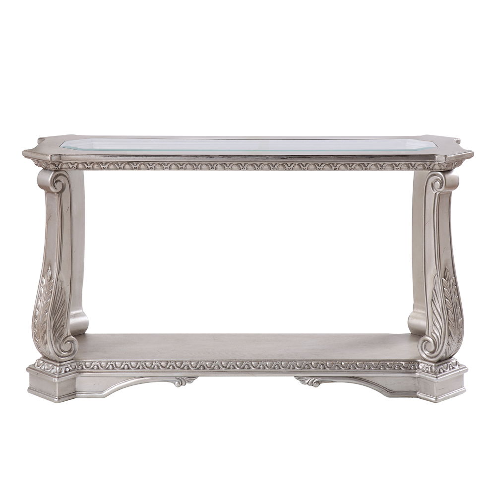 Northville - Sofa Table - Clear Glass & Antique Silver