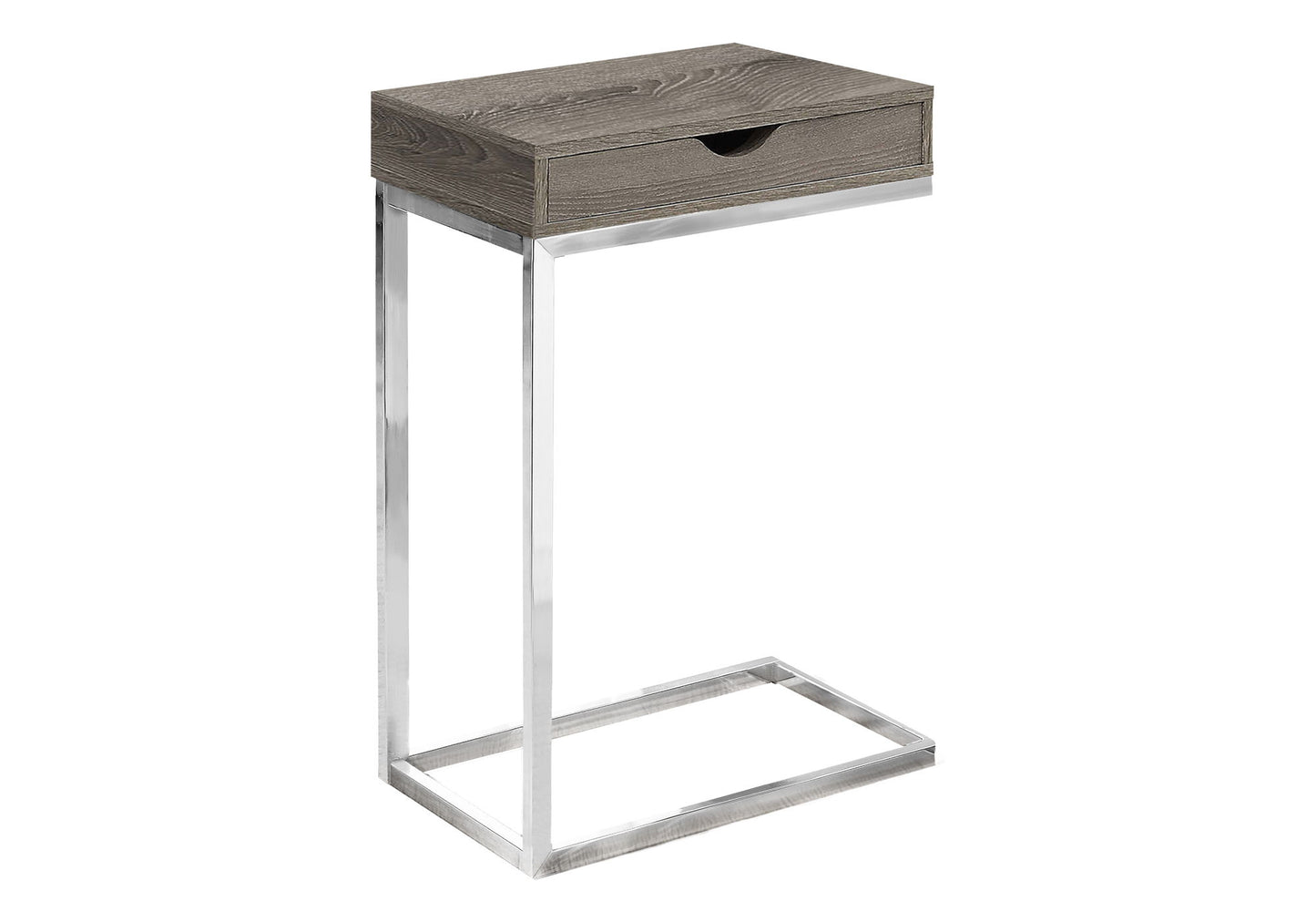 C-Shaped Accent Table Storage Drawer For Living Room - Taupe