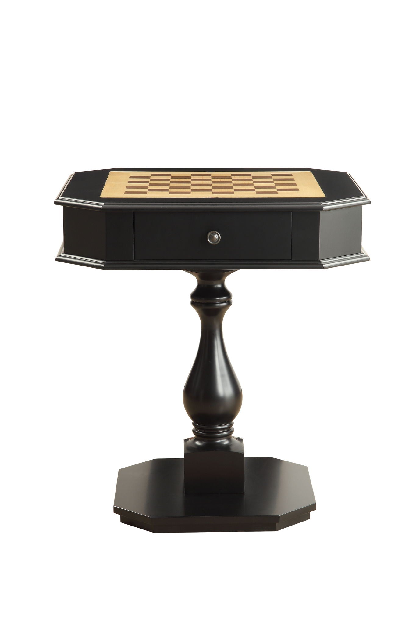 Bishop - Reversible Chess Checker Game Table With Game Tray (Chess Fingures Not Included) - Black
