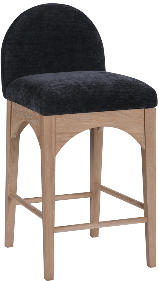 Waldorf - Chenille Stool With Natural Legs