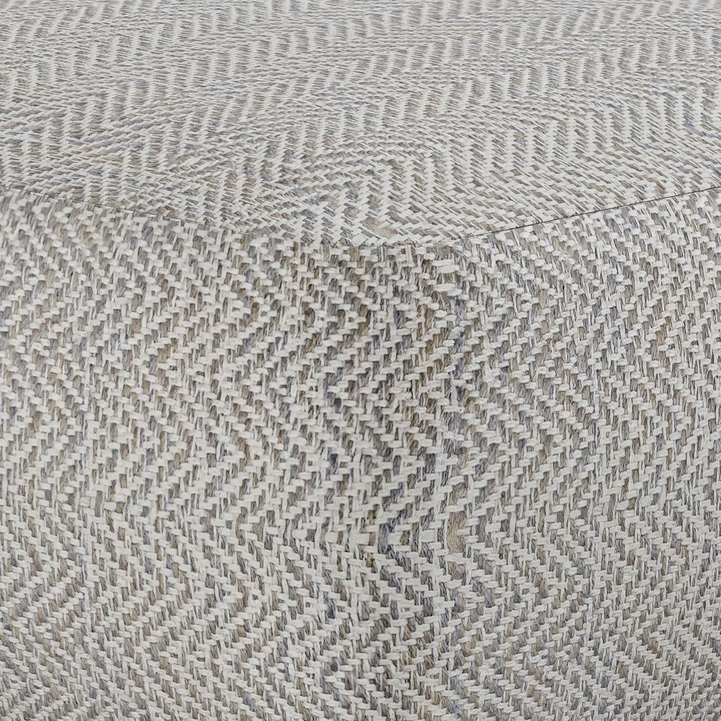 Nate - Square Pouf - Patterned Gray Melange