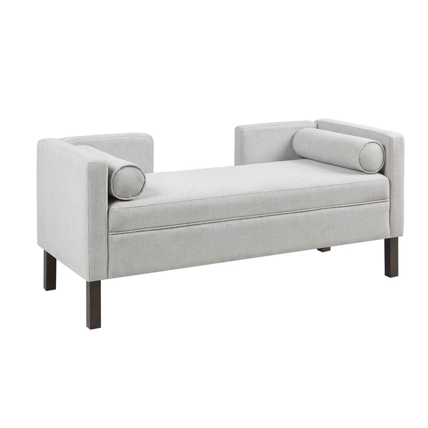 Upholstered Accent Bench With Open Back - Gray