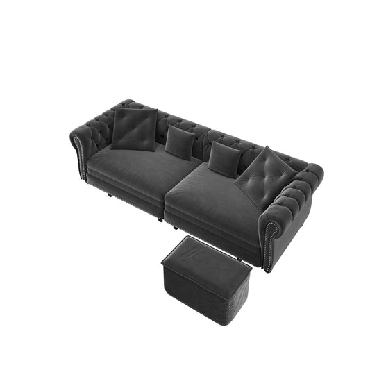 3 In 1 Pull Out Sofa Bed With Movable Ottoman