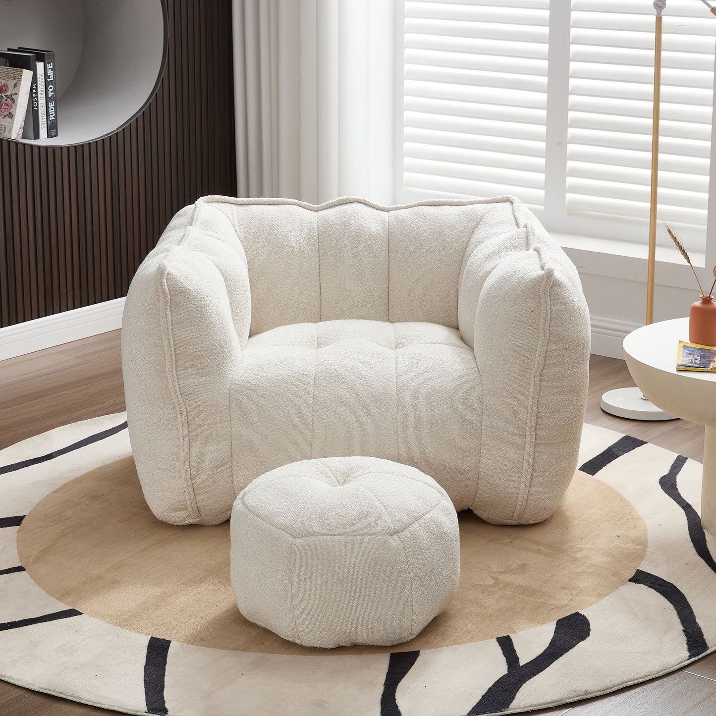 Soft Chenille Bean Bag Chair With High Resilient Foam