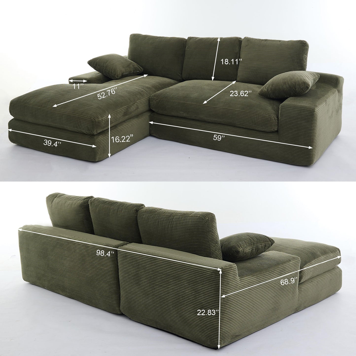 Modern Minimalist Modular Sectional Sofa Set, Upholstered Sleeper Couch