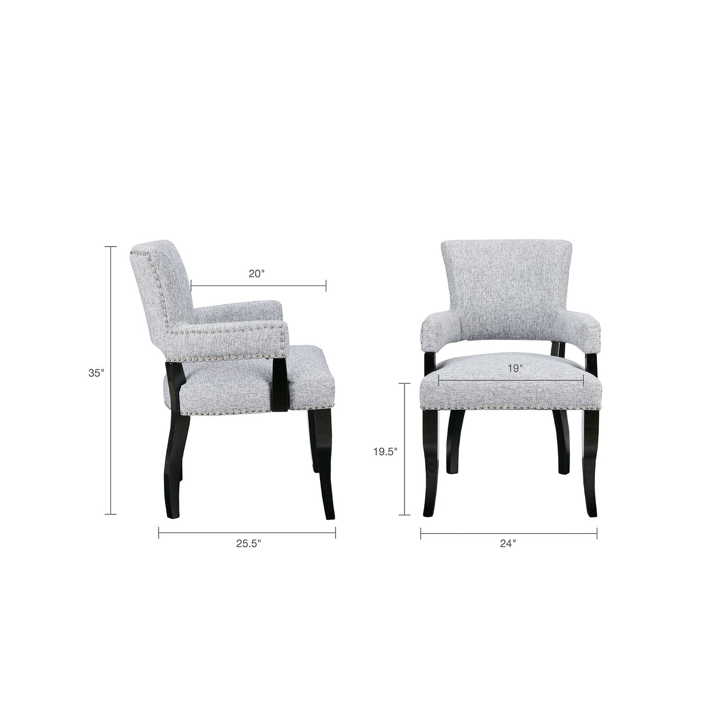 Arm Dining Chair With Brass Nail Head Detailing
