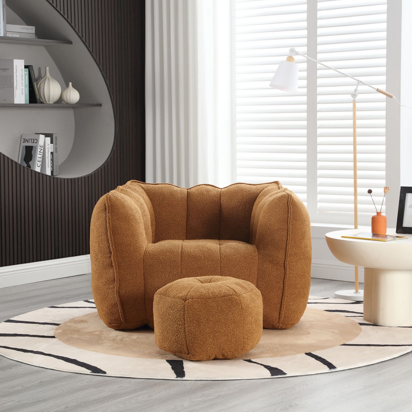 Soft Chenille Bean Bag Chair With High Resilient Foam