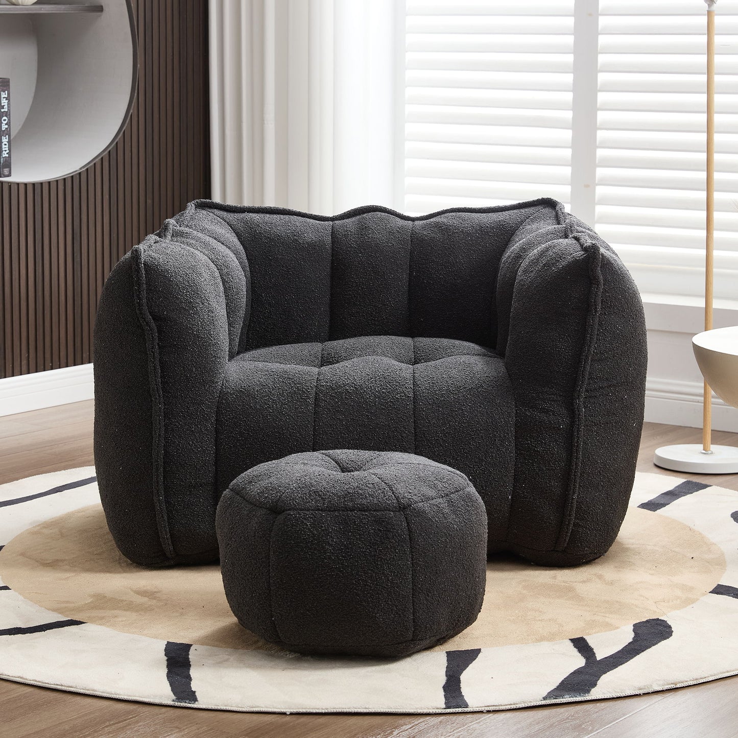 Soft Chenille Bean Bag Chair With High Resilient Foam