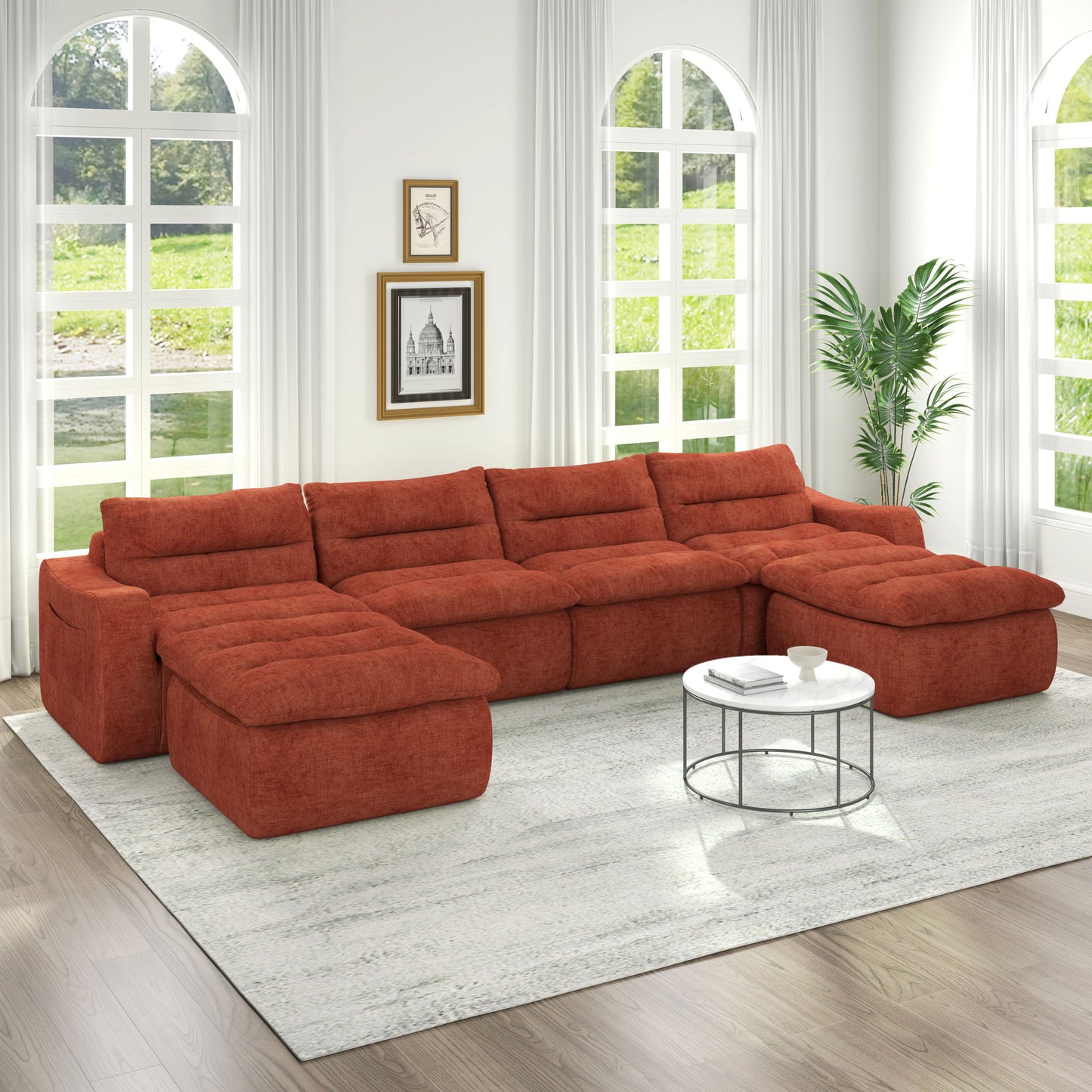 Modern L Shaped Modular Beanbag Sofa, Comfortable Lazy Style, Compression Sponge And Cloth