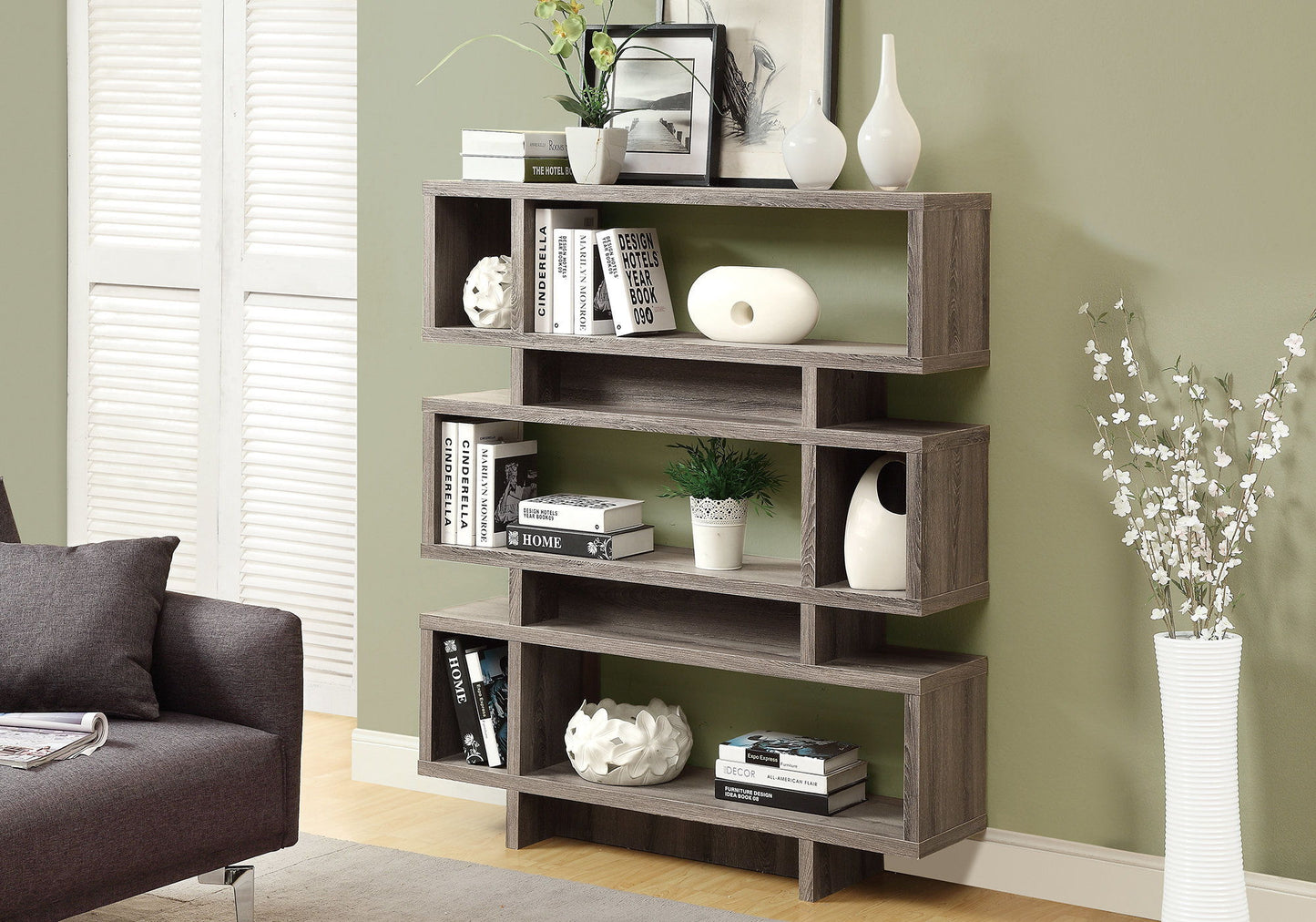 Etagere Bookcase 4 Tier For Office - Taupe