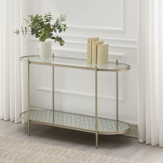 Zaba - Sofa Table - Glass Top & Champagne