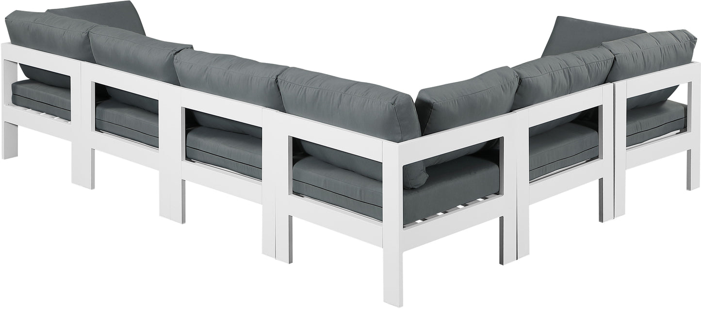 Nizuc - Outdoor Patio 6 Piece Modular Sectional With White Frame