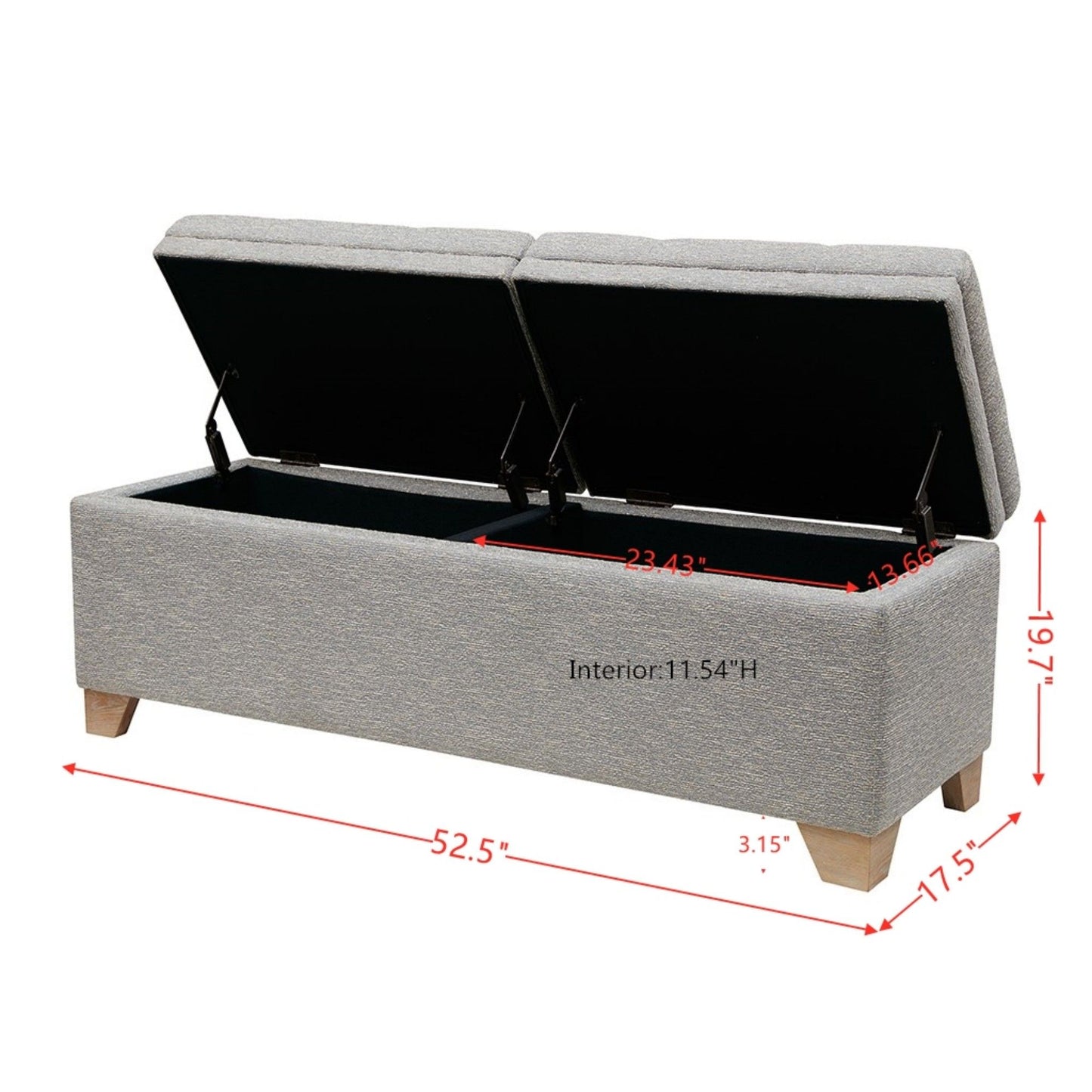 Soft Close Storage Bench Hued Solid Wood - Gray Multi