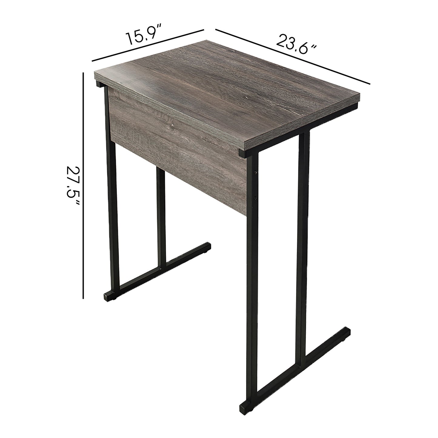 Mona - Rustic Wood Top And Metal Base TV Tray With Water And Heat Resistance - Gray