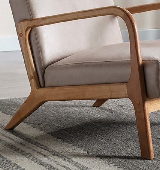 Classic Mid-Century Modern Accent Chairs, Open Framed Armchair With Cushioning - Light Camel