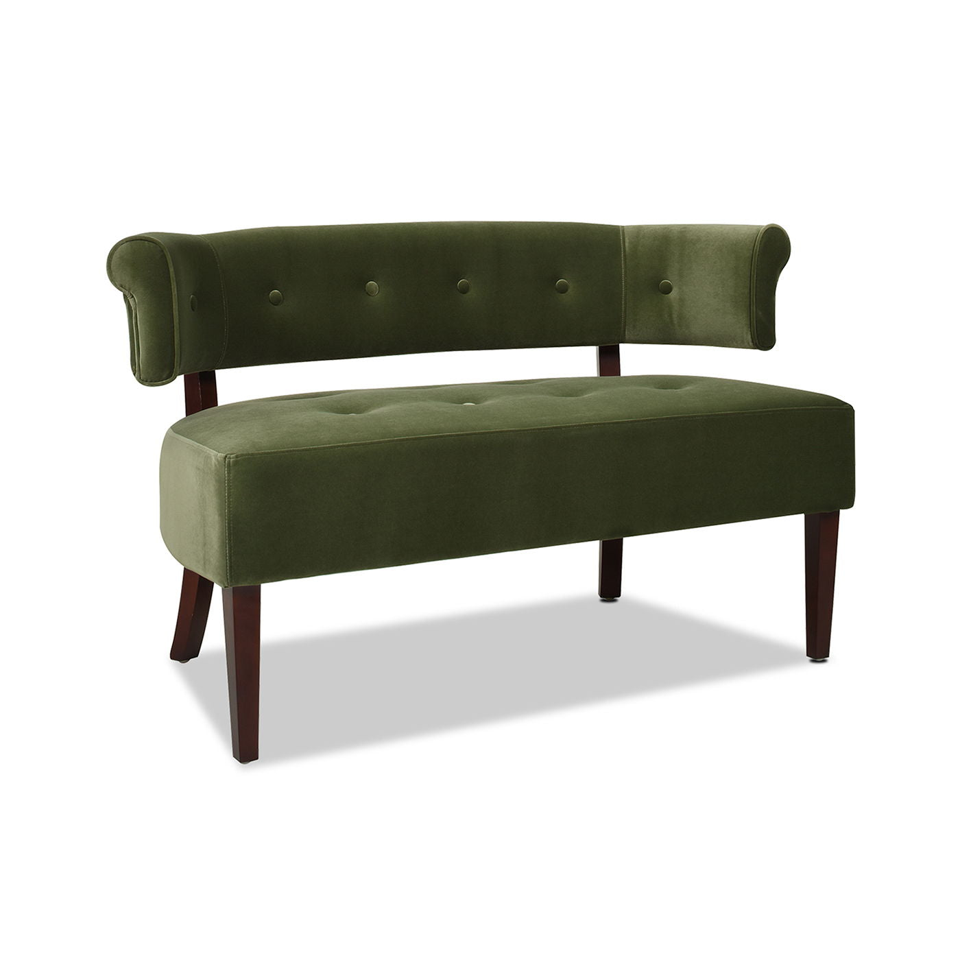 Jared - Roll Arm Tufted Bench Settee - Olive Green