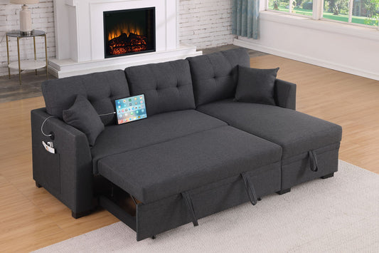 Stylish Sectional Sofa Bed - Dark Gray