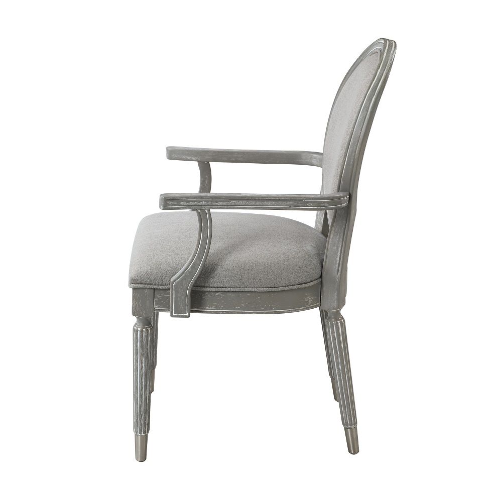 Adalynn - Arm Chair (Set of 2) - Gray Fabric & Weathered Gray Oak