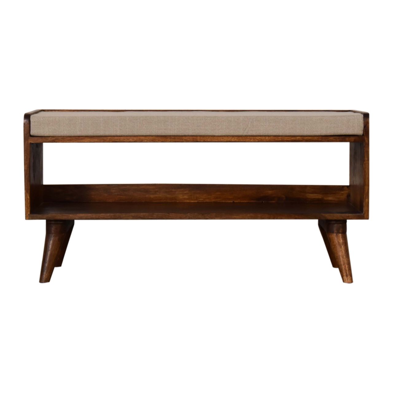 Nordic Storage Bench - Chestnut / Mud Linen