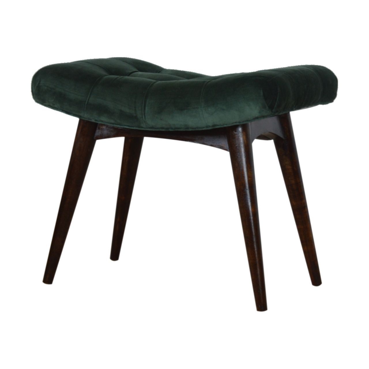 Velvet Curve Bench - Emerald