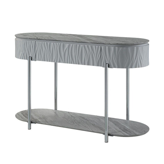 Yukino - Sofa Table - Gray High Gloss & Chrome