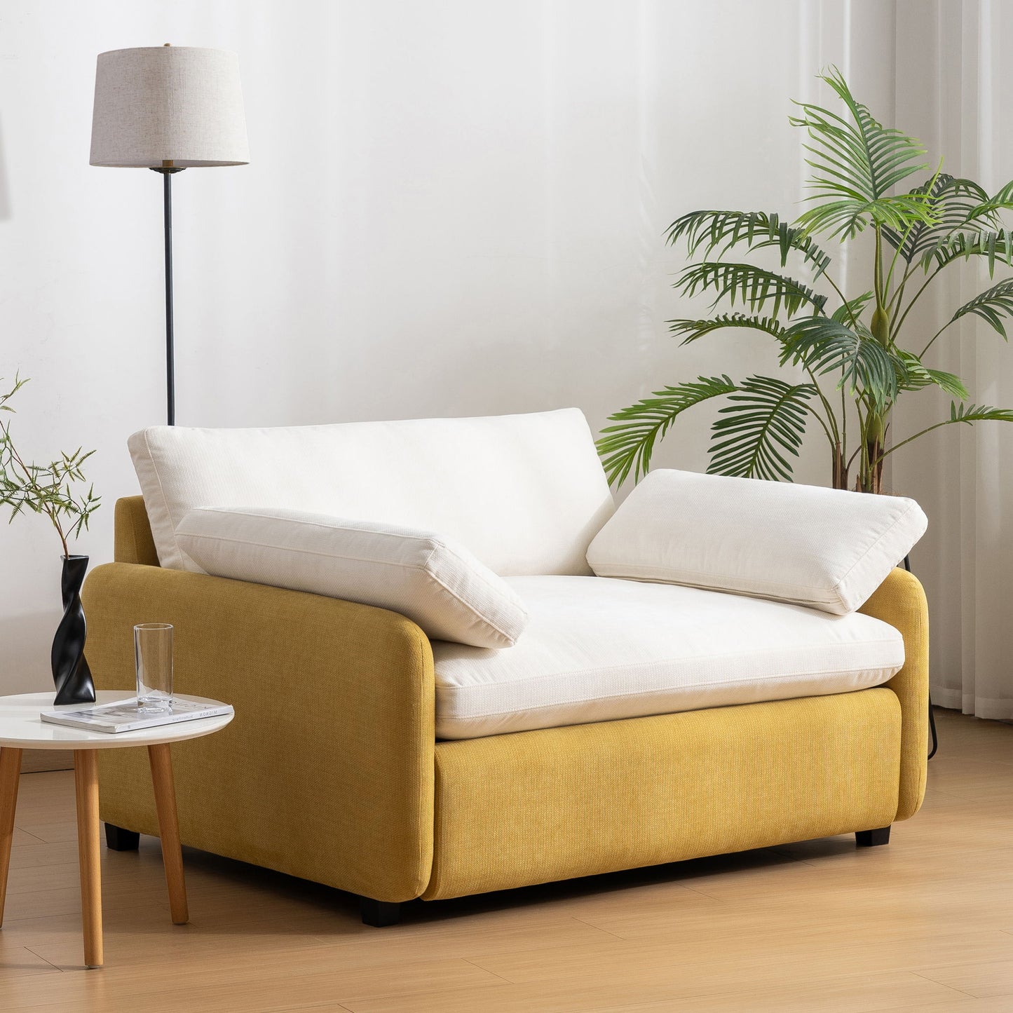 Oversized Single Sofa Chair Wide And Deep Seat, Modern Upholstered Comfy Blocking Couch Lounge With Pillows