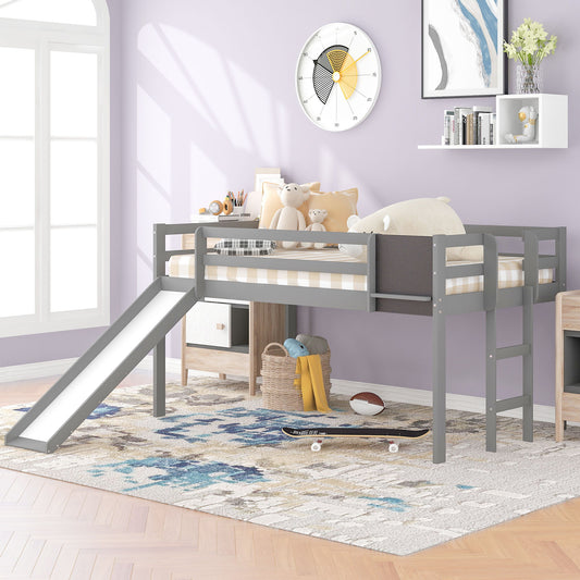 Loft Bed With Slide, Stair And Chalkboard