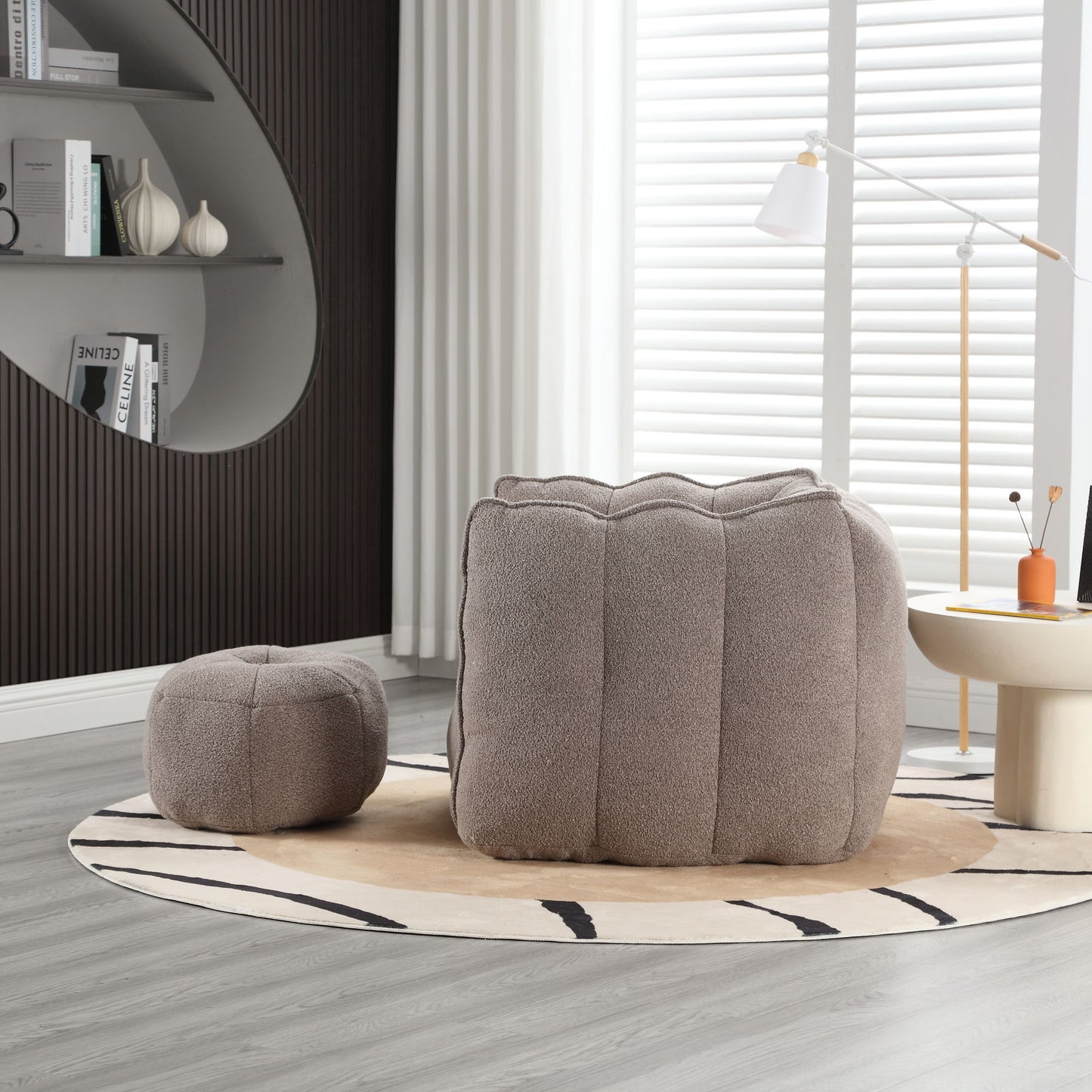 Soft Chenille Bean Bag Chair With High Resilient Foam