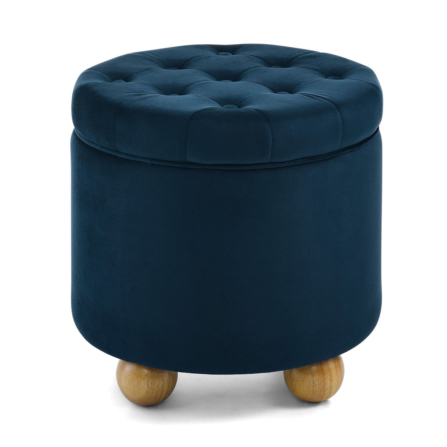 Modern Round Linen Storage Ottoman With Table Top Lid And Storage Space