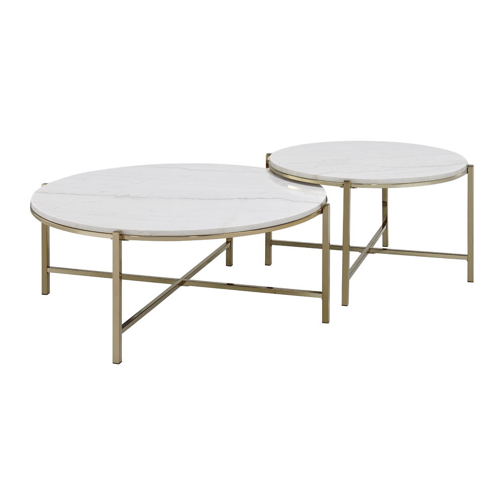 Zaidee - Nesting Table Set - Natural Marble Top & Nickel