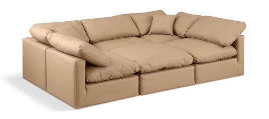Indulge - Faux Leather 6 Piece Modular Sectional - Tan