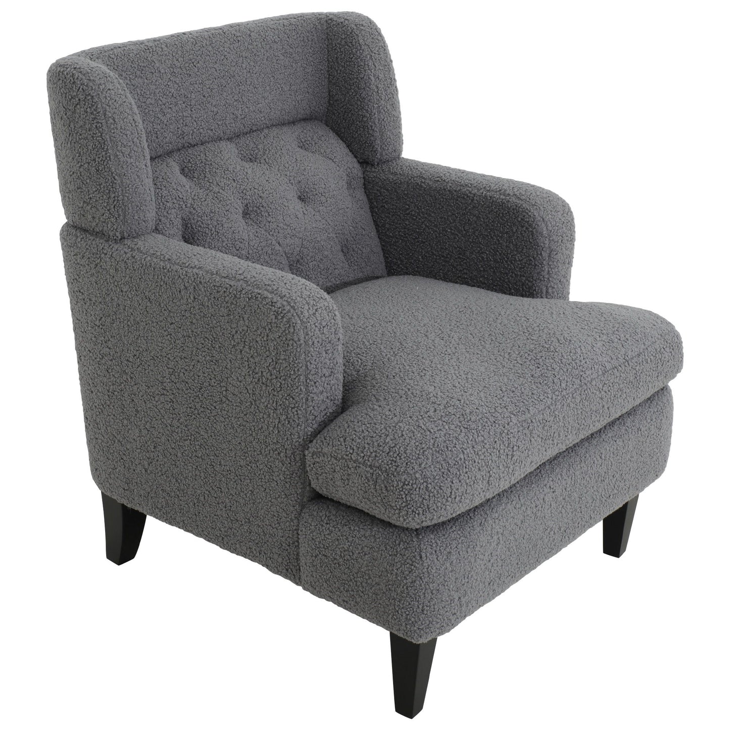 Upholstered Accent Chair Tufted Armchair For Living Room - Dark Gray