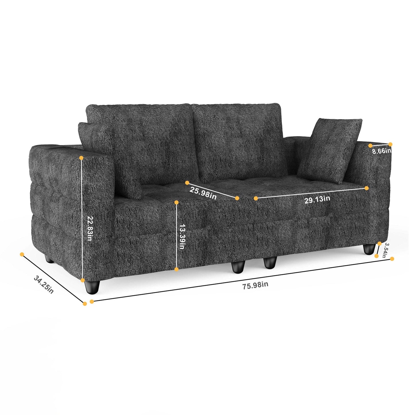 Roma - Modern 3 Seater Sofa Couch