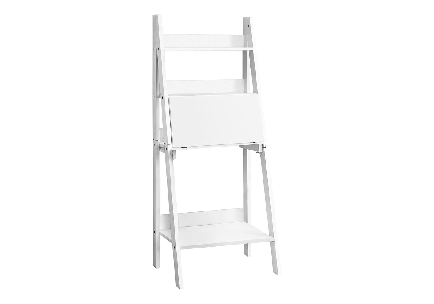 Computer Desk Leaning With Storage Shelves For Home Office - White