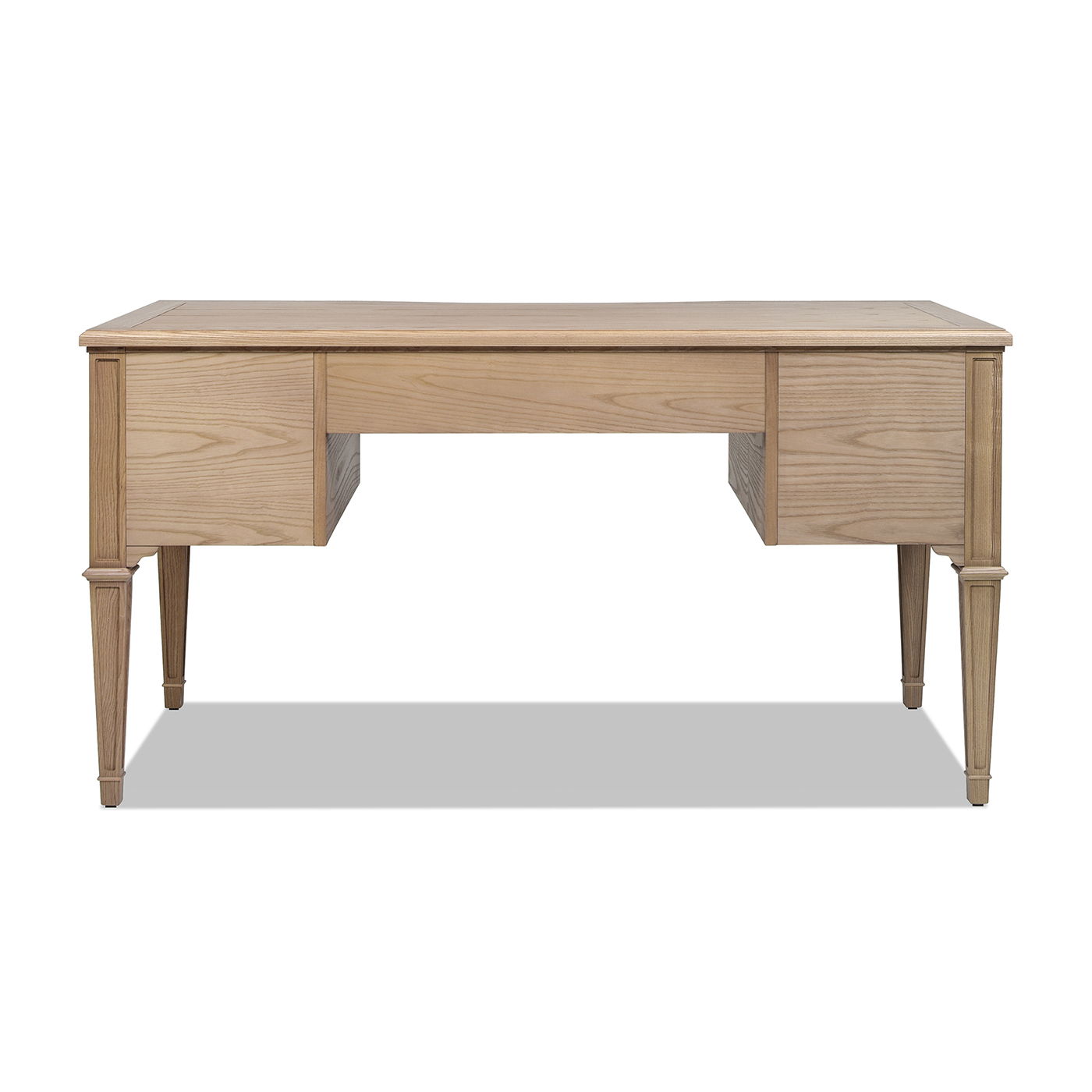 Dauphin - Gold Accent 5 Drawer Executive Desk - Natural Brown