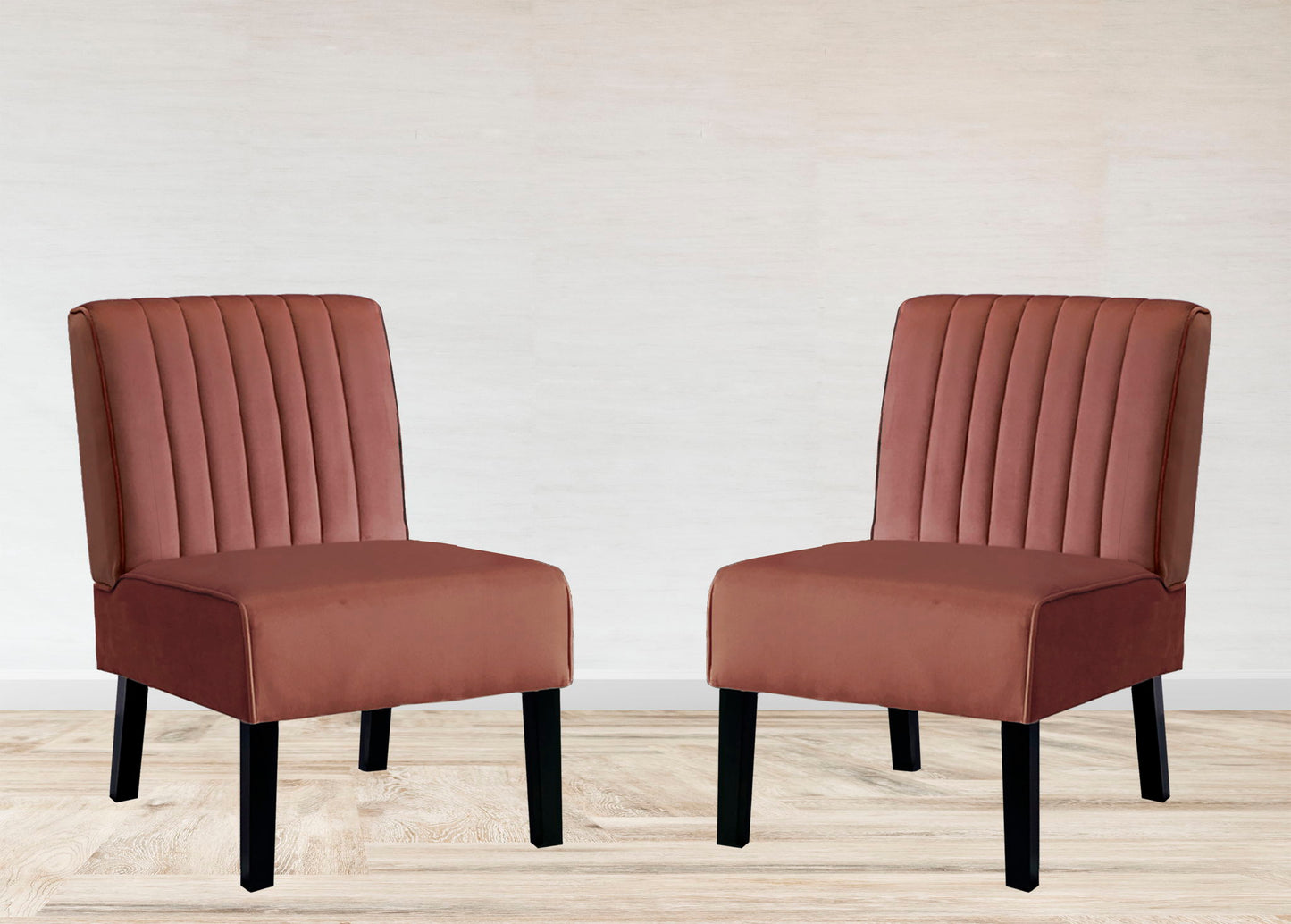 Reese - Mid-Century Modern Accent Chairs With Minimalist Design, Elegant Upholstery And Legs (Set of 2) - Rose