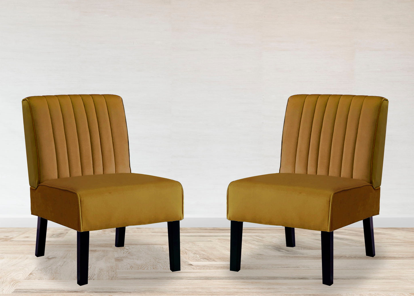 Reese - Mid-Century Modern Accent Chairs With Minimalist Design, Elegant Upholstery And Legs (Set of 2) - Yellow