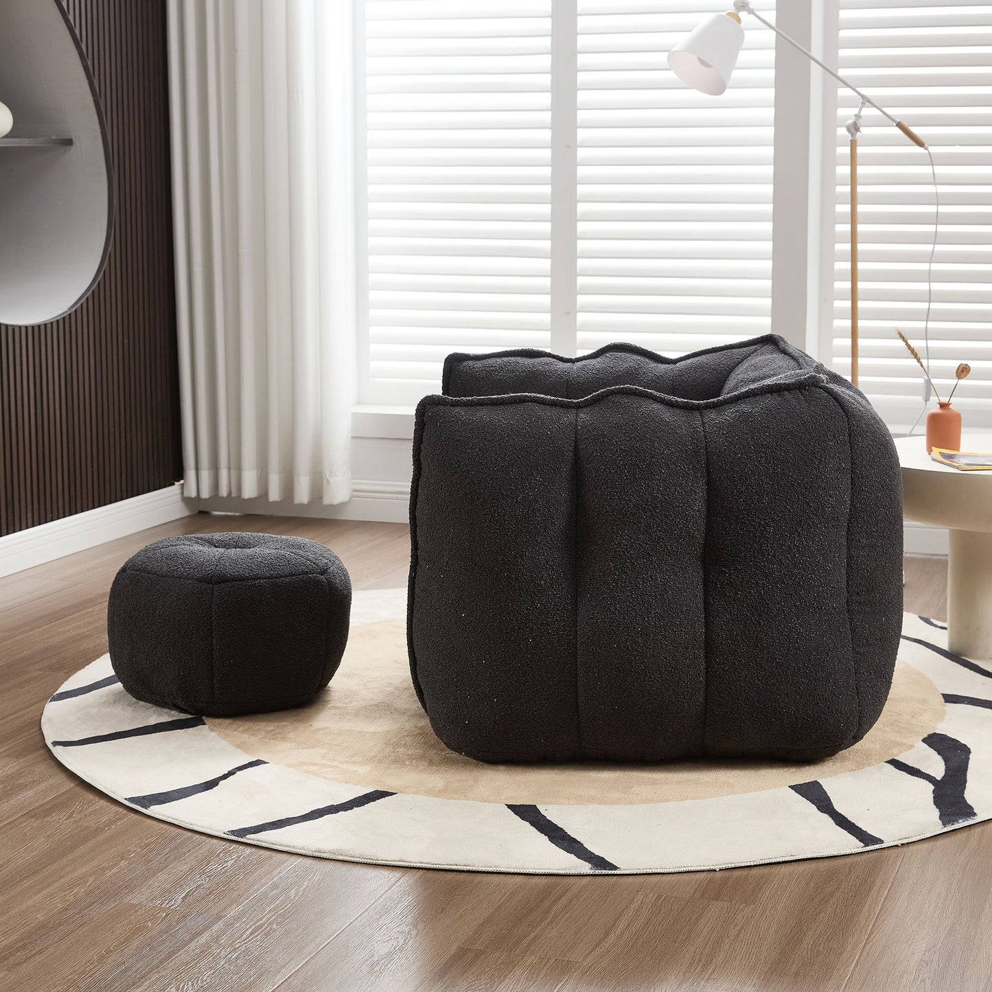 Soft Chenille Bean Bag Chair With High Resilient Foam
