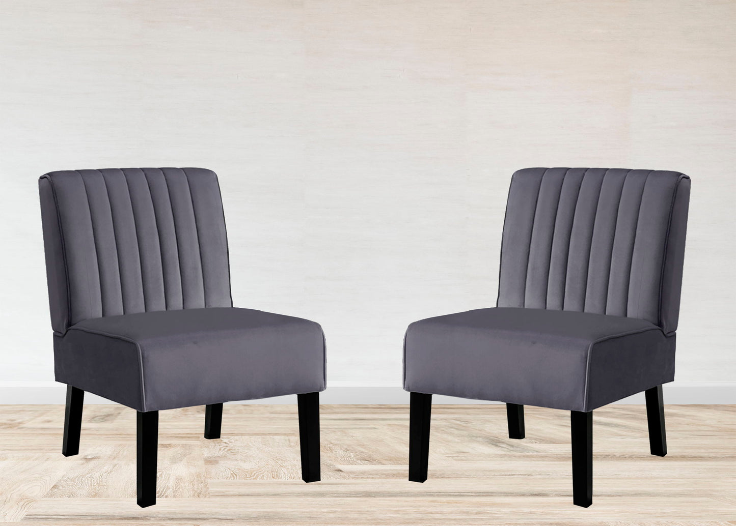 Reese - Mid-Century Modern Accent Chairs With Minimalist Design, Elegant Upholstery And Legs (Set of 2) - Gray