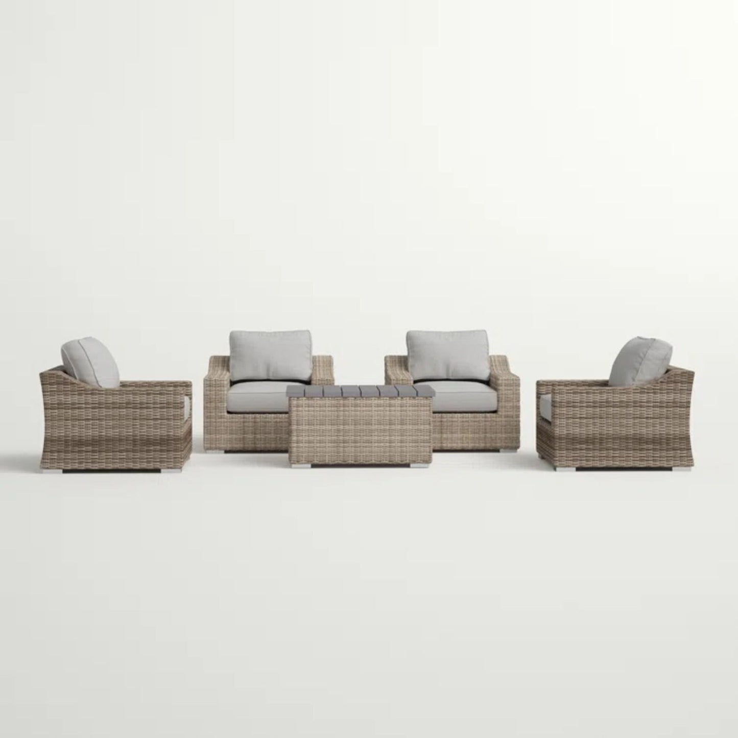 Wicker Sectional Seating Group With Cushions - Gray Mix