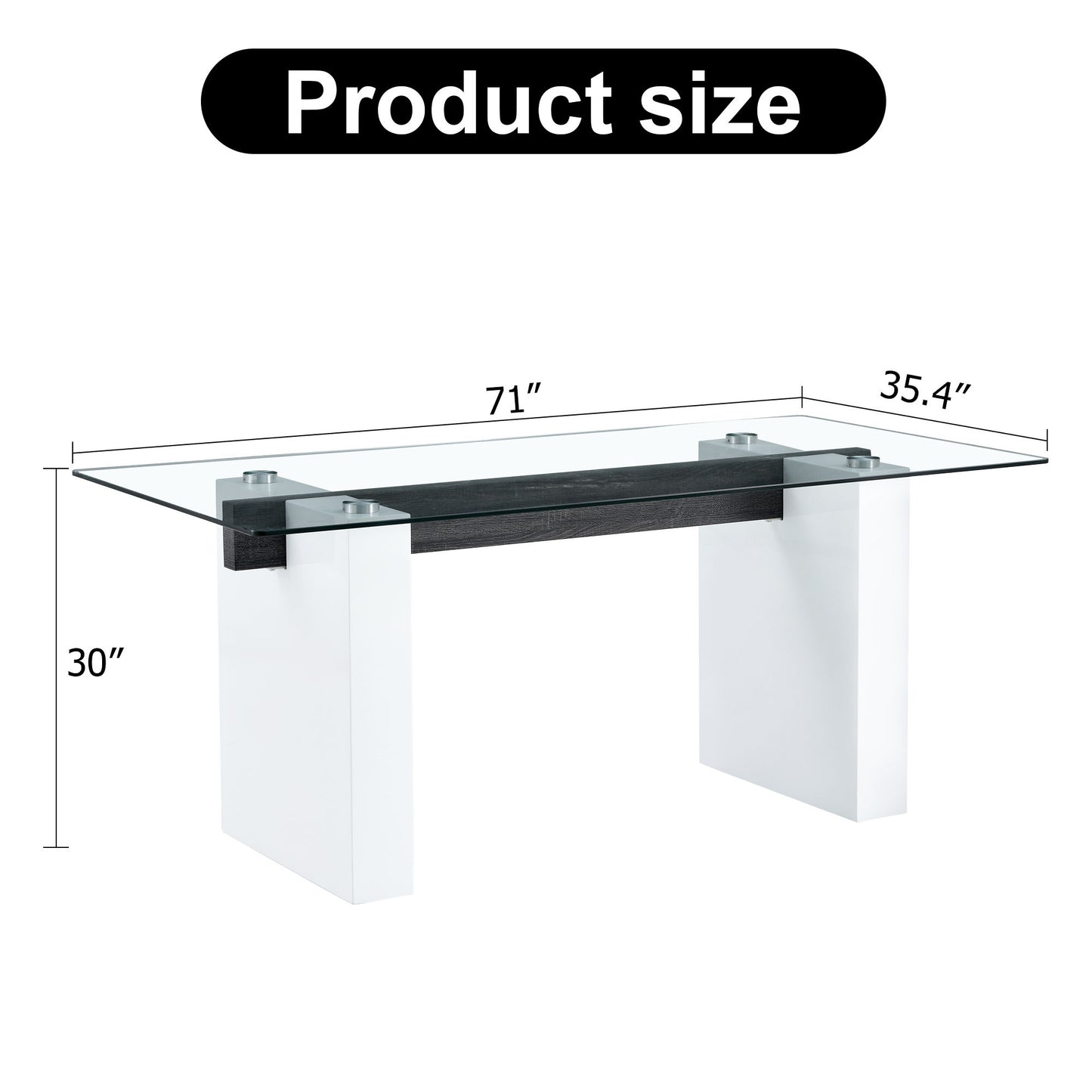Modern Rectangular Table With Patterned Top And Large Legs For Kitchen And Dining - White