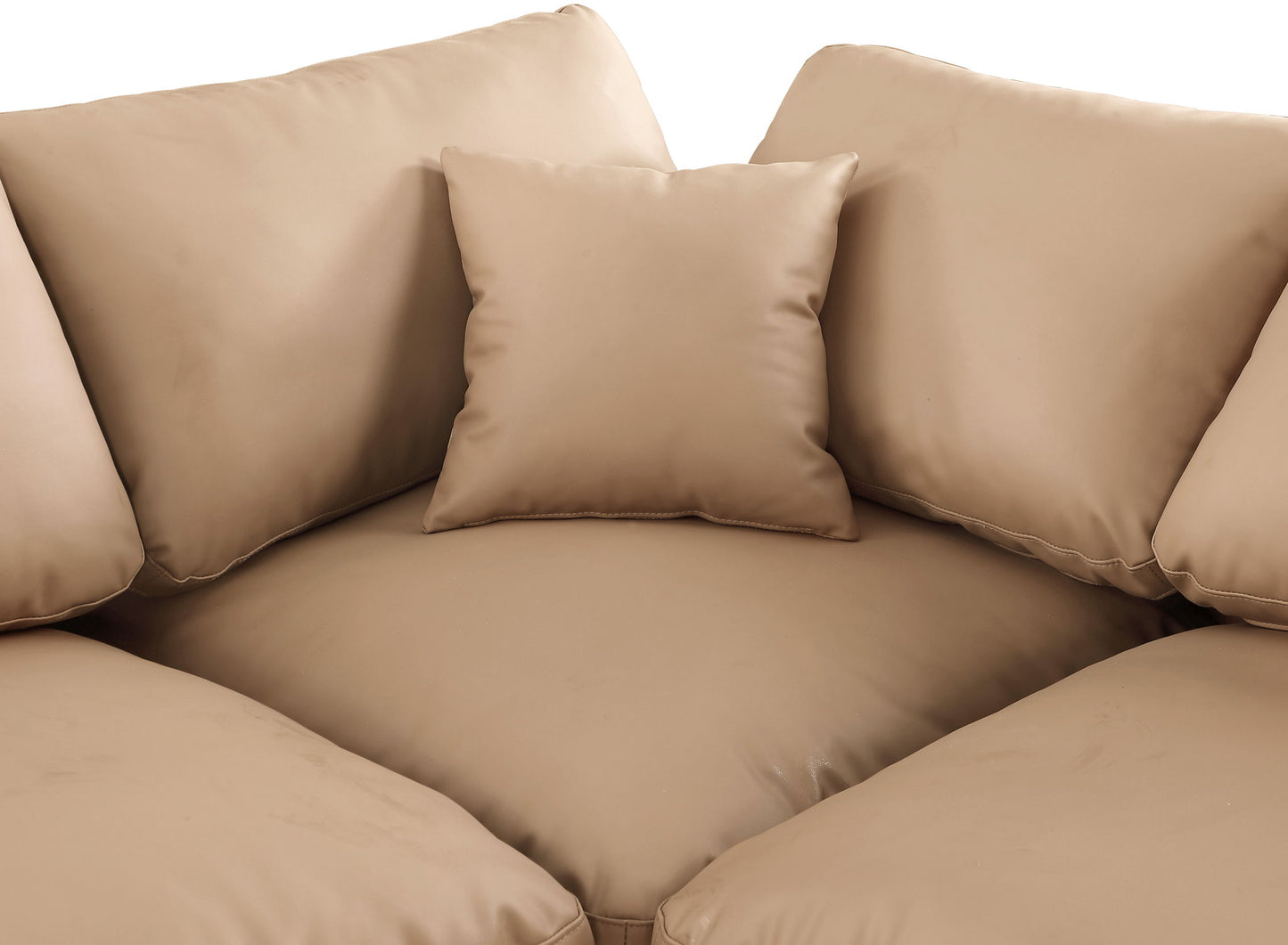 Comfy - 4 Piece Faux Leather Modular Armless Sectional - Tan