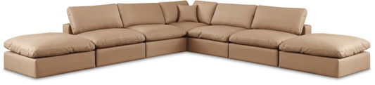 Comfy - 7 Piece Faux Leather Modular Corner Sectional - Tan