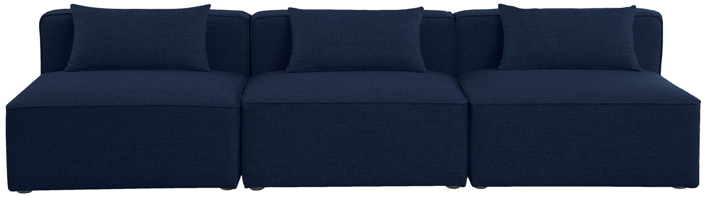 Cube - Linen Modular 3 Seat Armless Sofa
