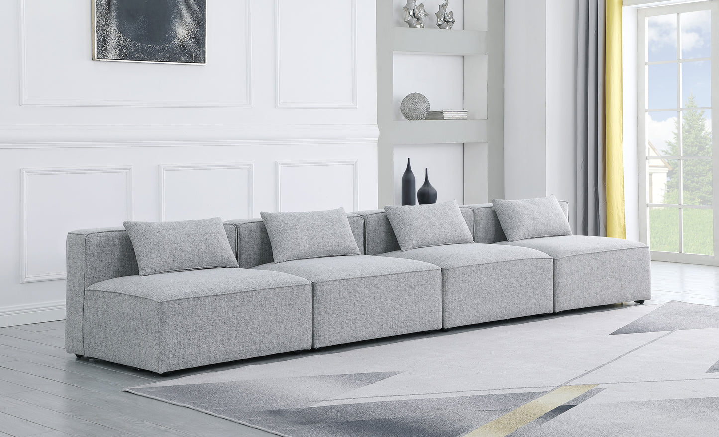 Cube - Linen Modular 4 Seat Armless Sofa